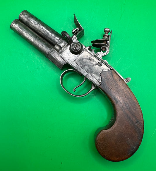 Tap Action Double Barreled Flintlock Pistol By P. Bond