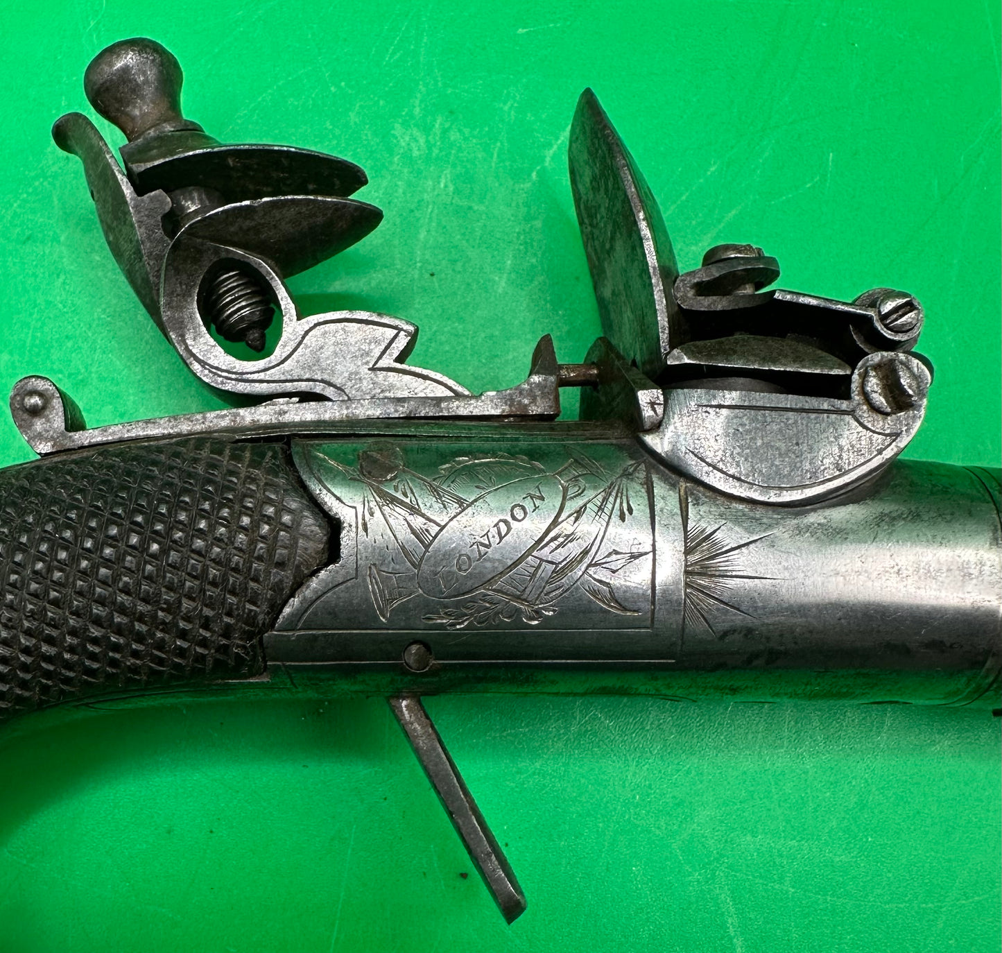 English Round Framed Flintlock Pocket Pistol