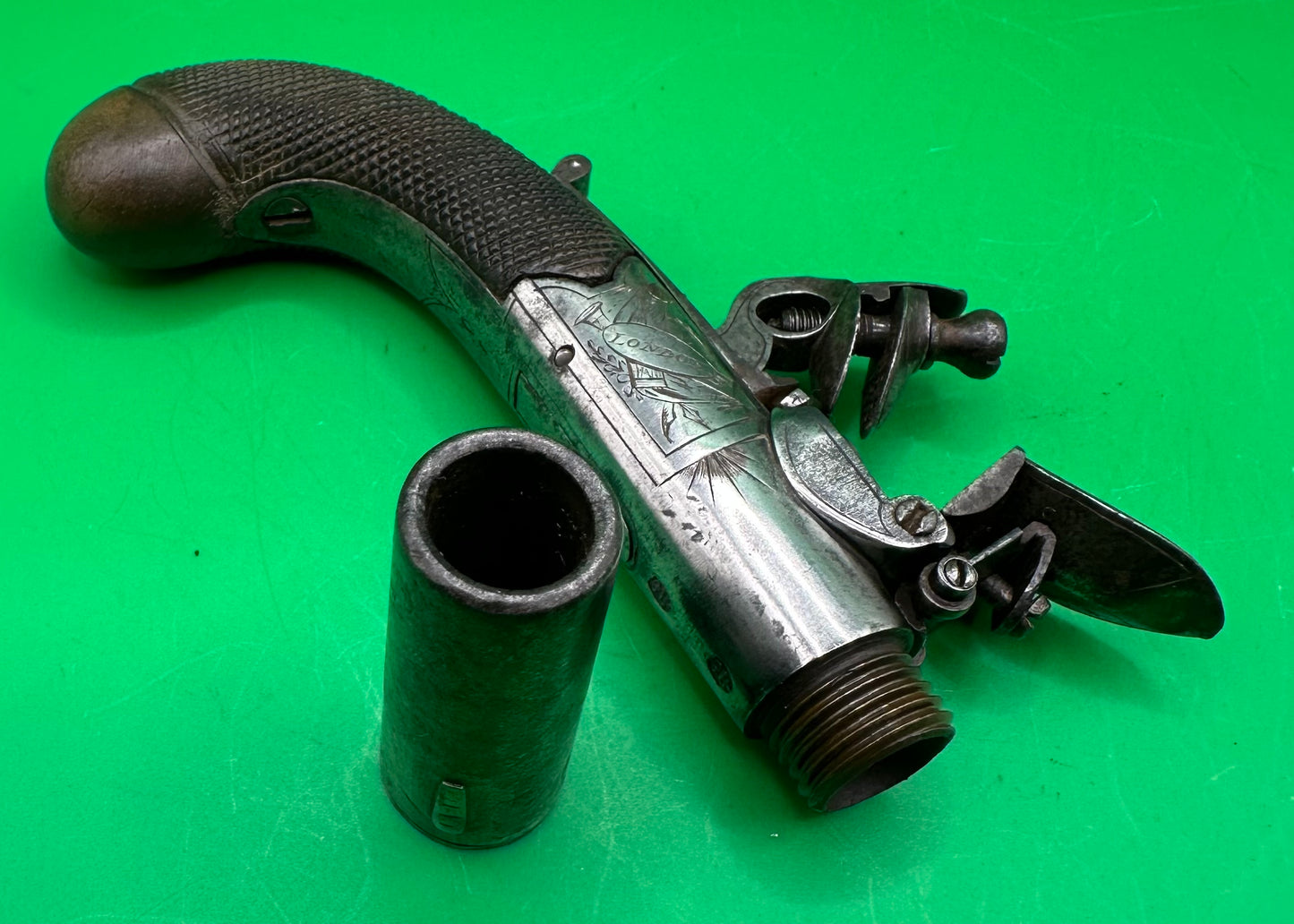English Round Framed Flintlock Pocket Pistol