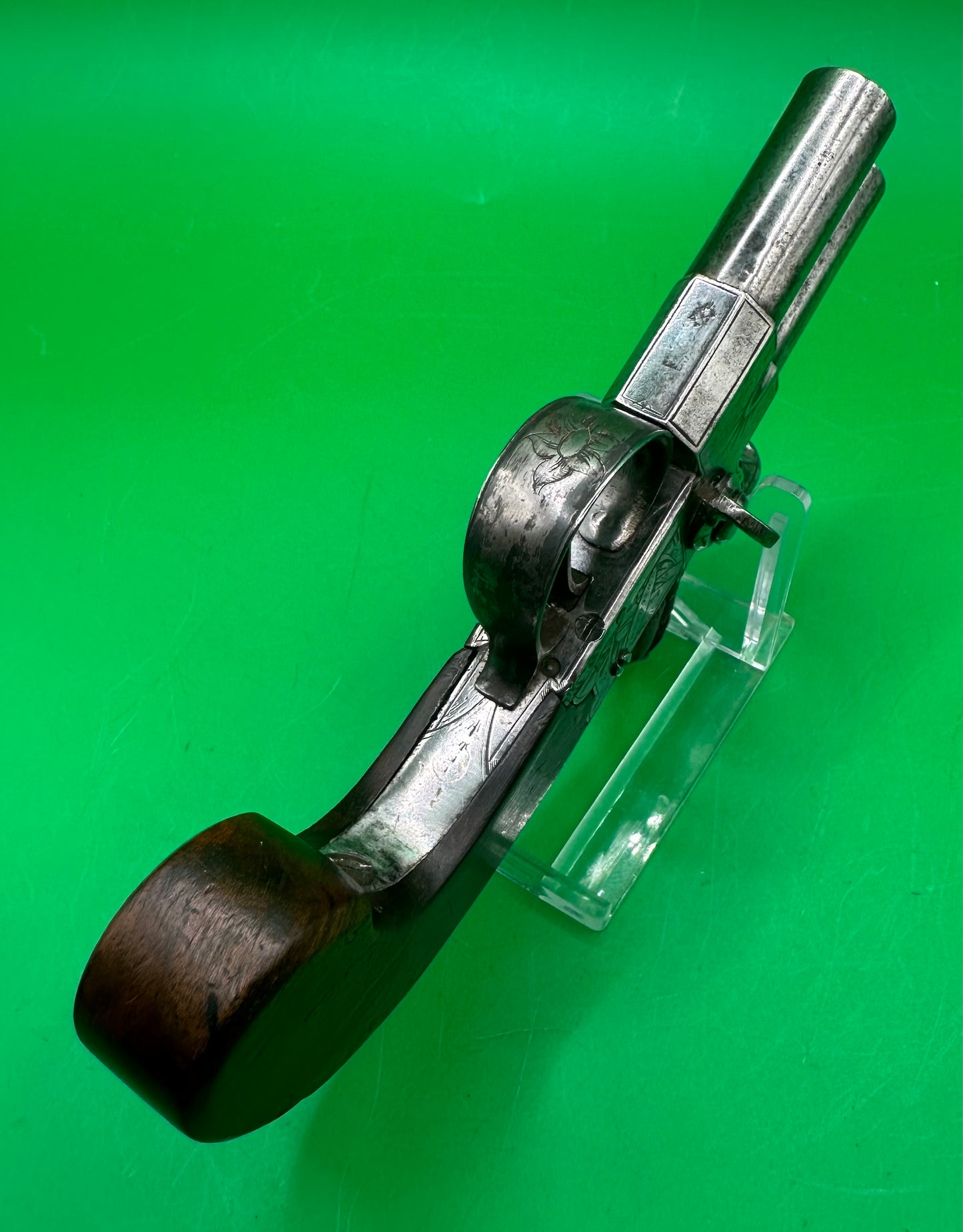 Tap Action Double Barreled Flintlock Pocket Pistol