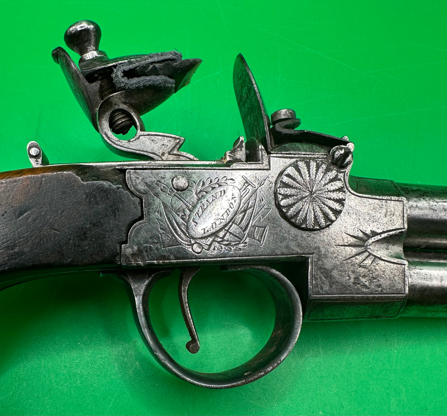 Tap Action Double Barreled Flintlock Pocket Pistol
