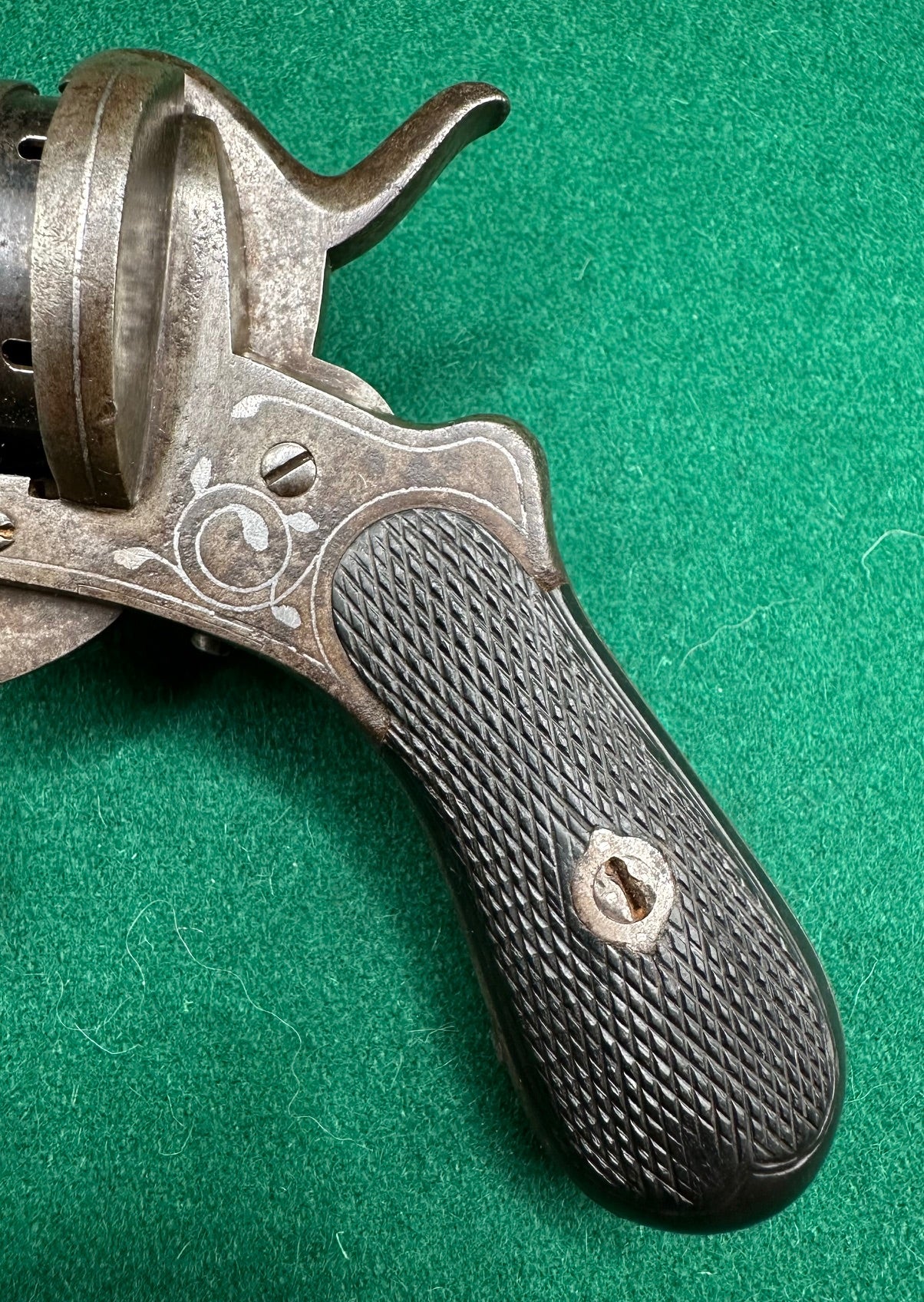 A Belgian 7mm Pinfire Pocket Pistol Inlaid With Silver