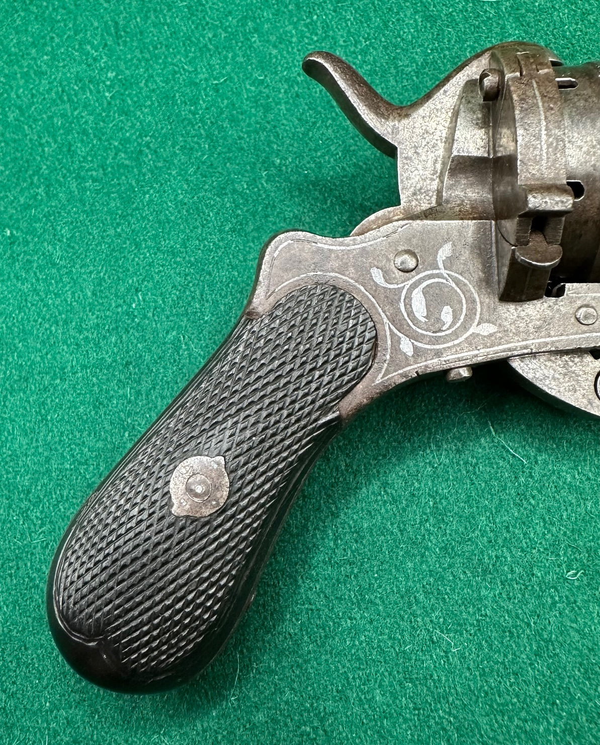 A Belgian 7mm Pinfire Pocket Pistol Inlaid With Silver