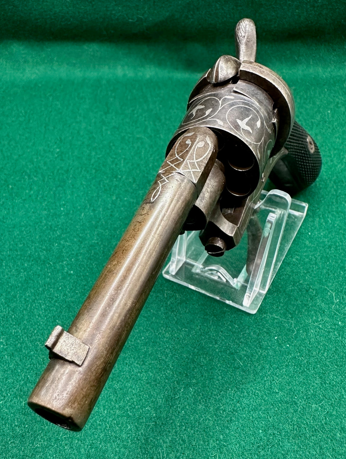 A Belgian 7mm Pinfire Pocket Pistol Inlaid With Silver