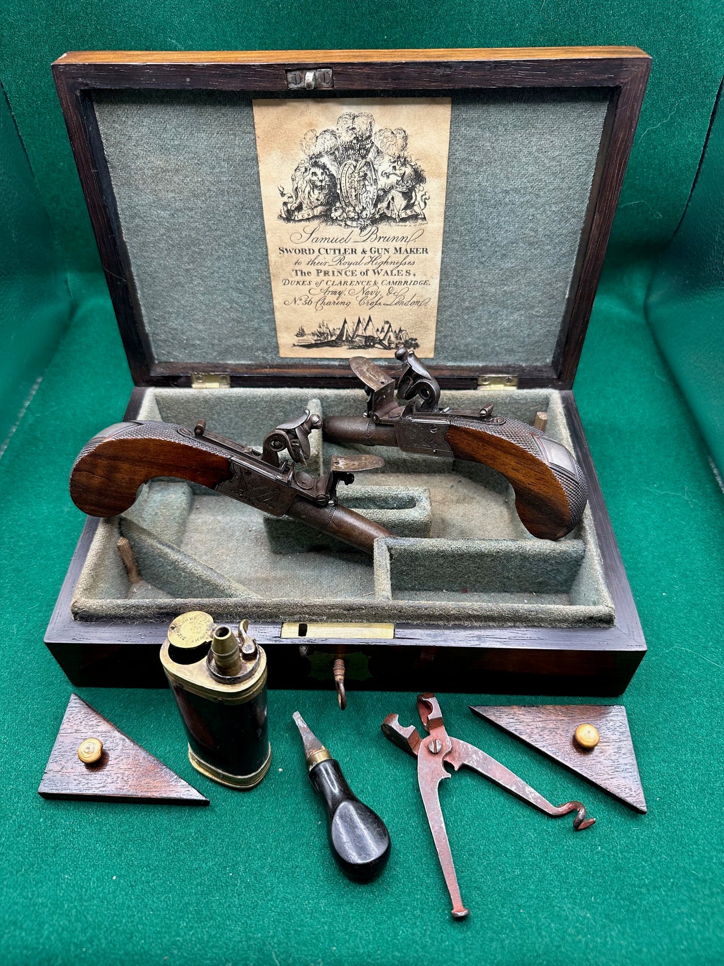 Beautiful Cased Set Of English Pocket Pistols By Brunn