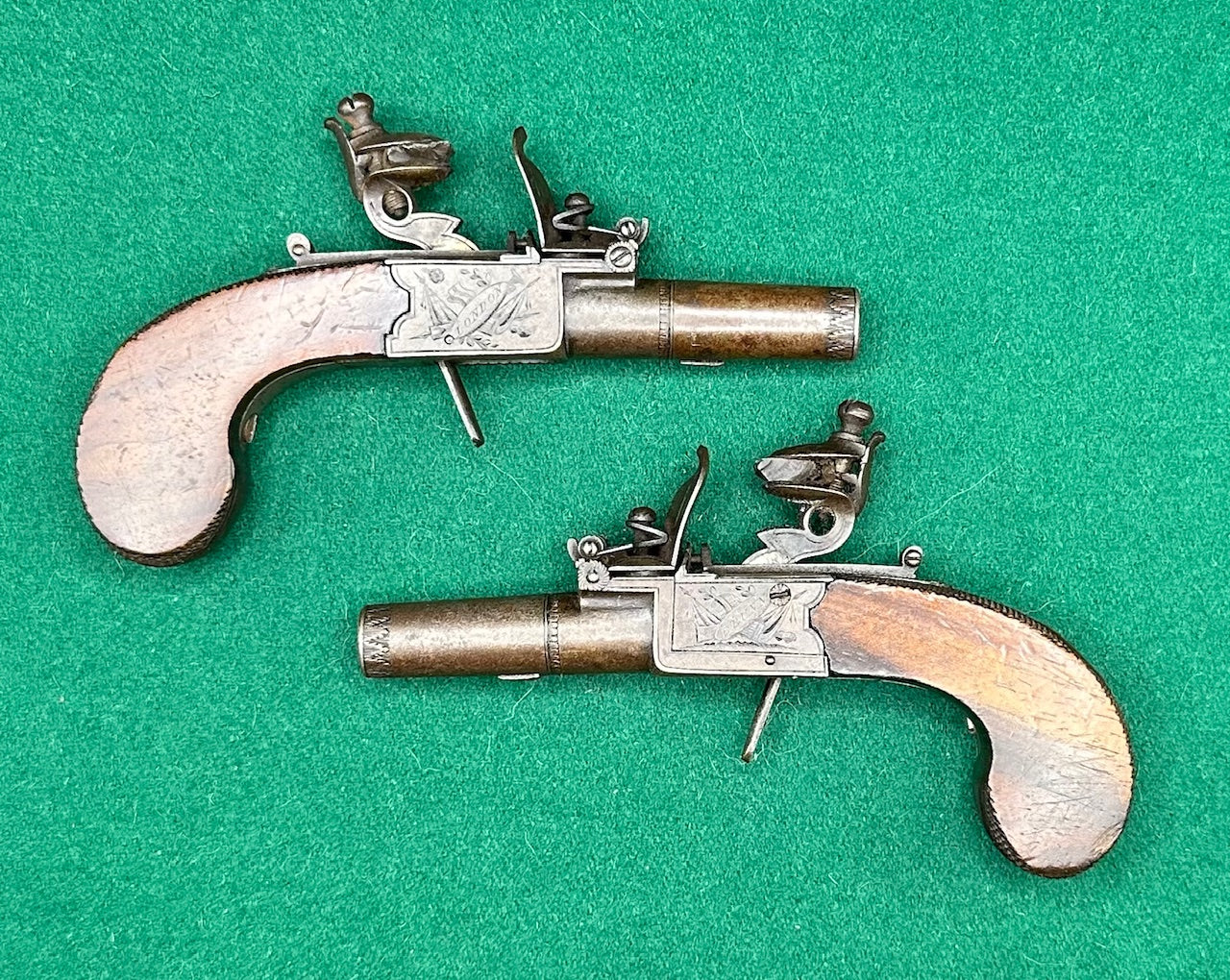 Beautiful Cased Set Of English Pocket Pistols By Brunn