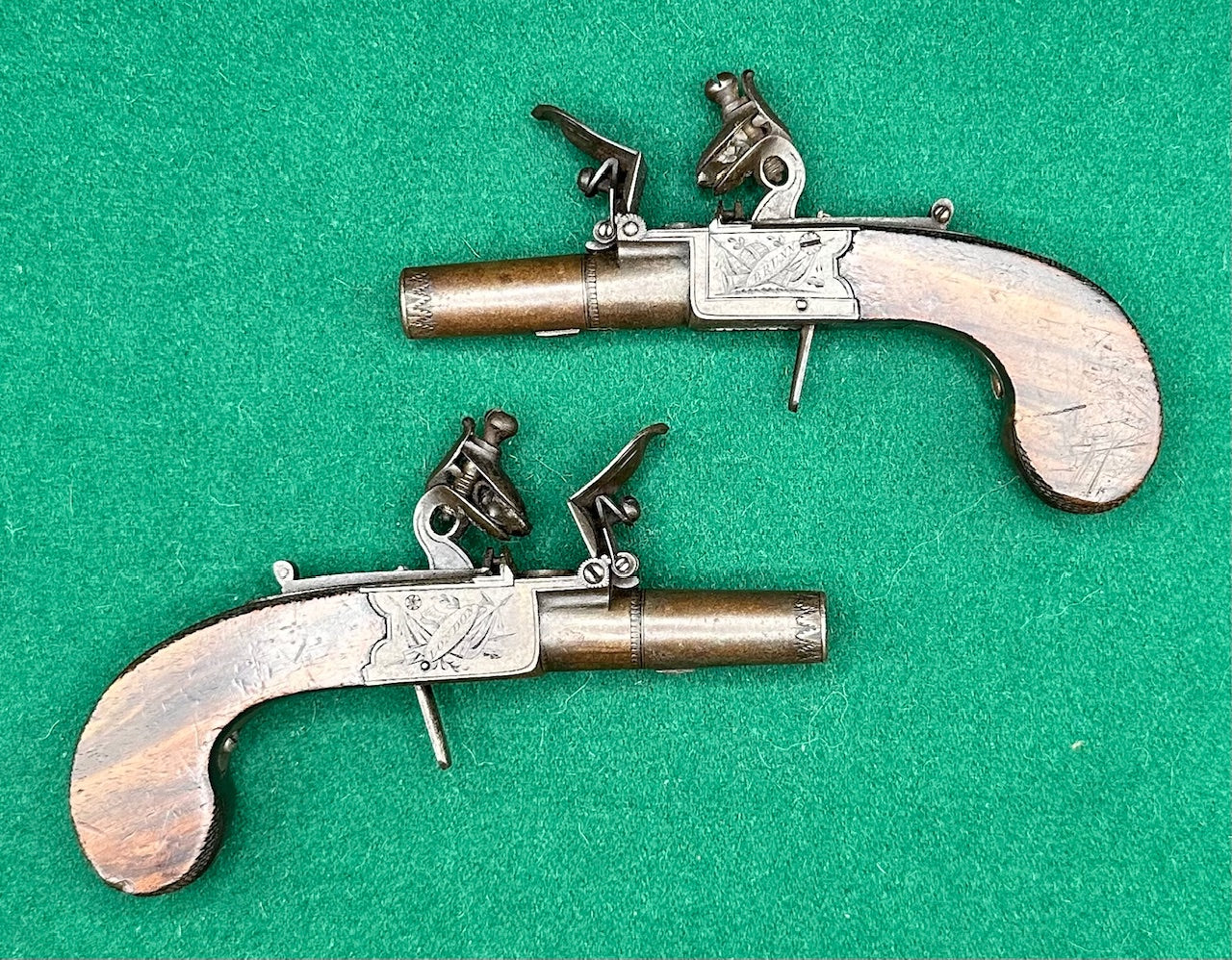 Beautiful Cased Set Of English Pocket Pistols By Brunn