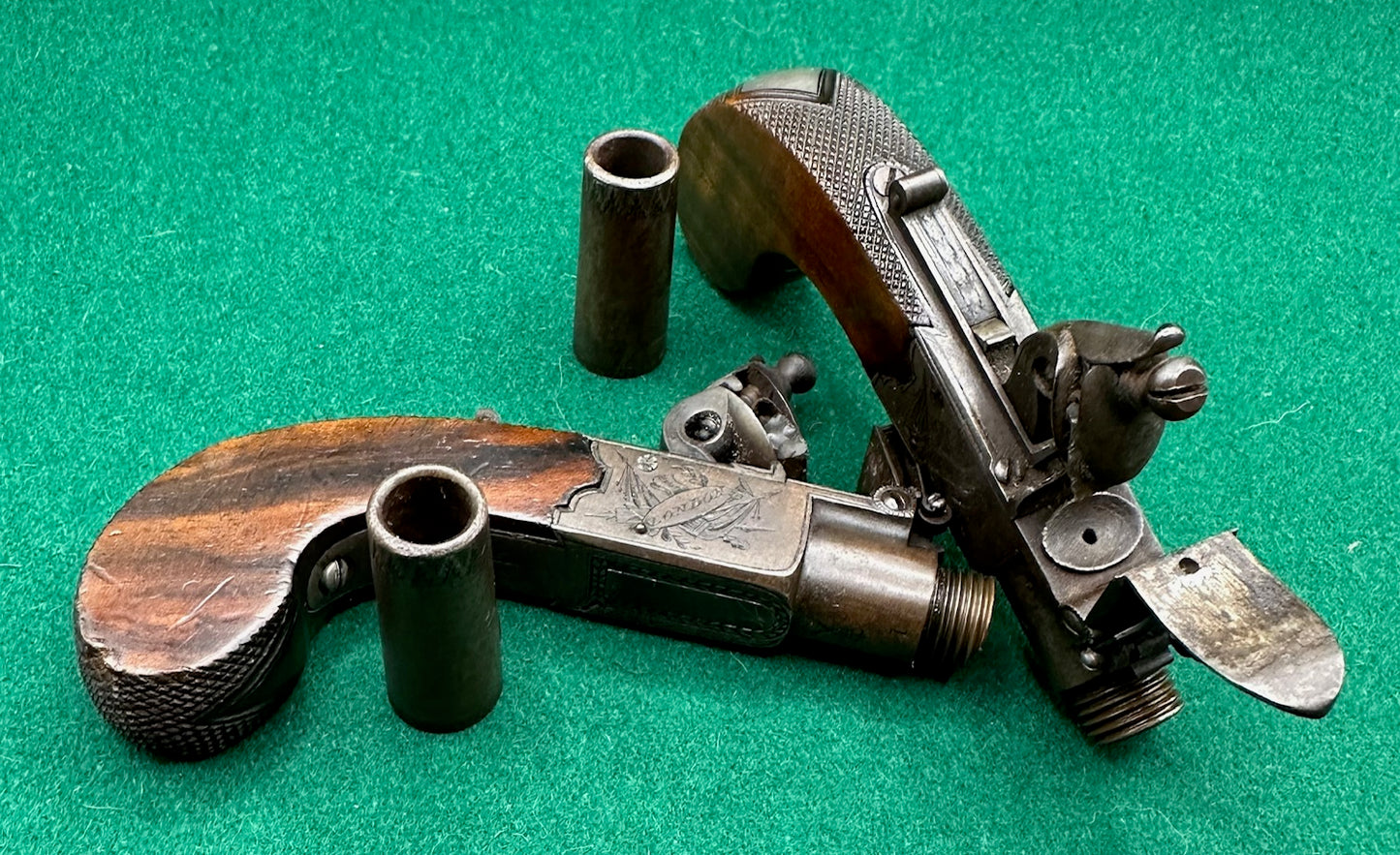 Beautiful Cased Set Of English Pocket Pistols By Brunn