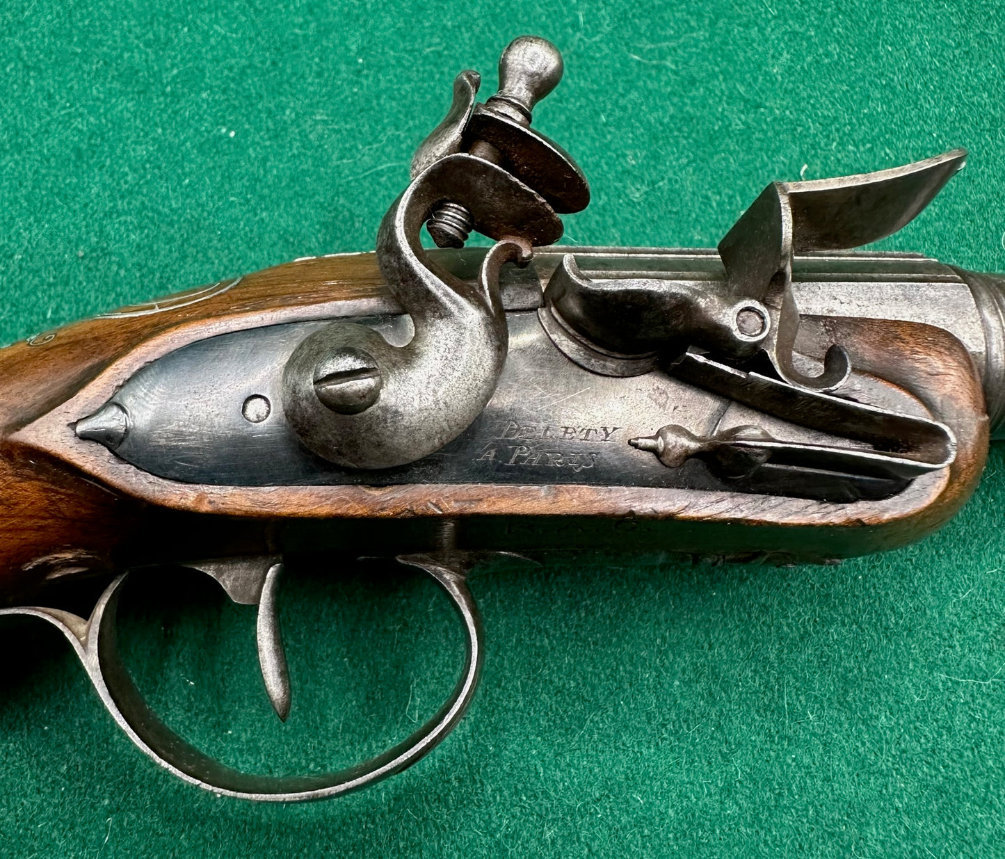 Crisp Pair Of French Flintlock Overcoat Pistols By Delety