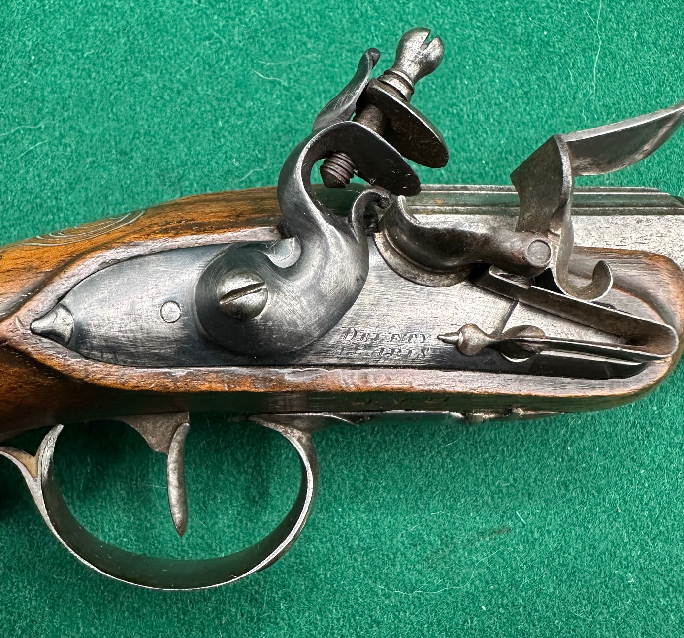 Crisp Pair Of French Flintlock Overcoat Pistols By Delety