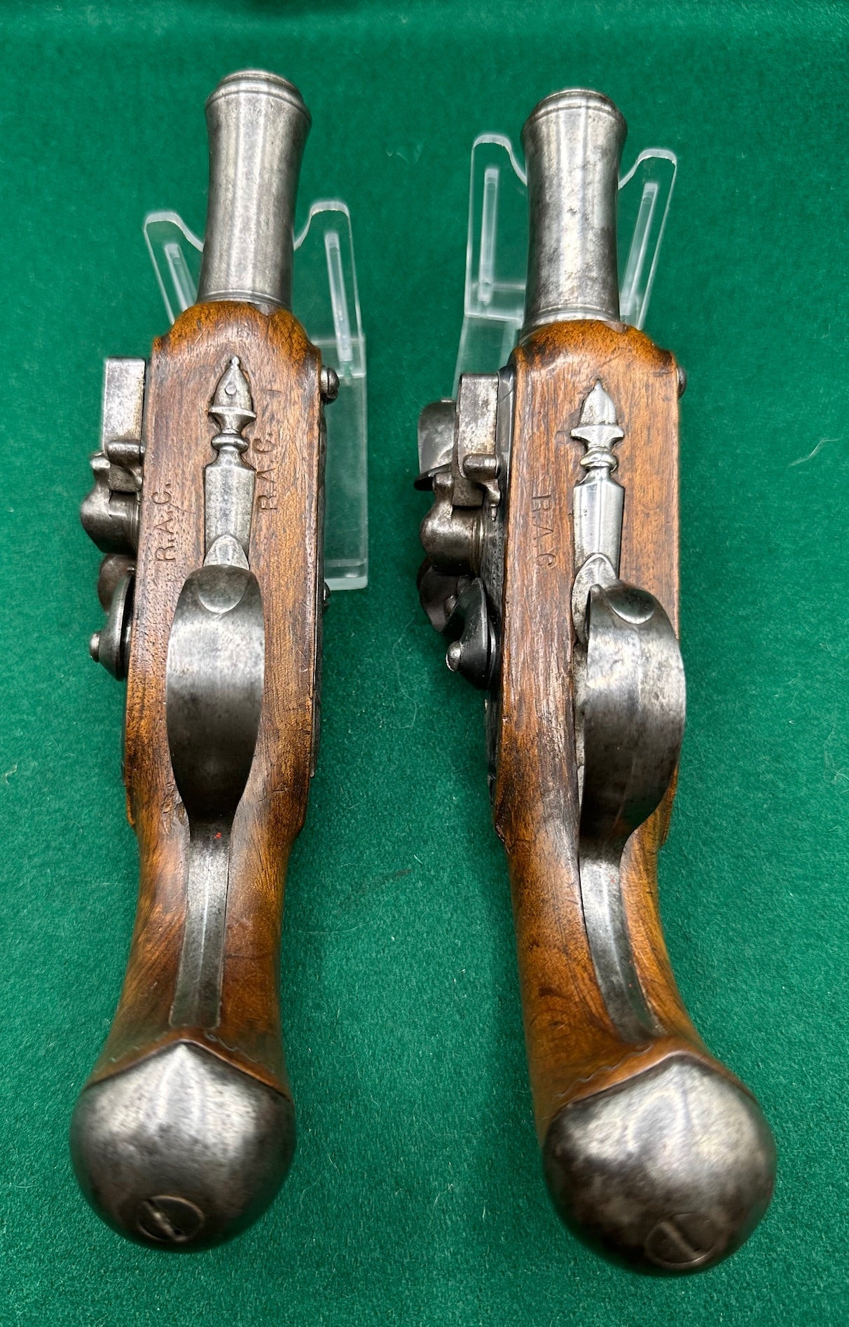 Crisp Pair Of French Flintlock Overcoat Pistols By Delety