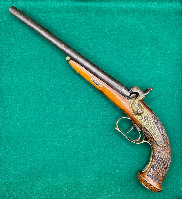 Exhibition Grade Double Barrelled Percussion Cap Pistol