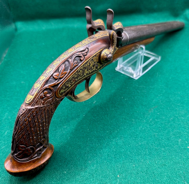 Exhibition Grade Double Barrelled Percussion Cap Pistol