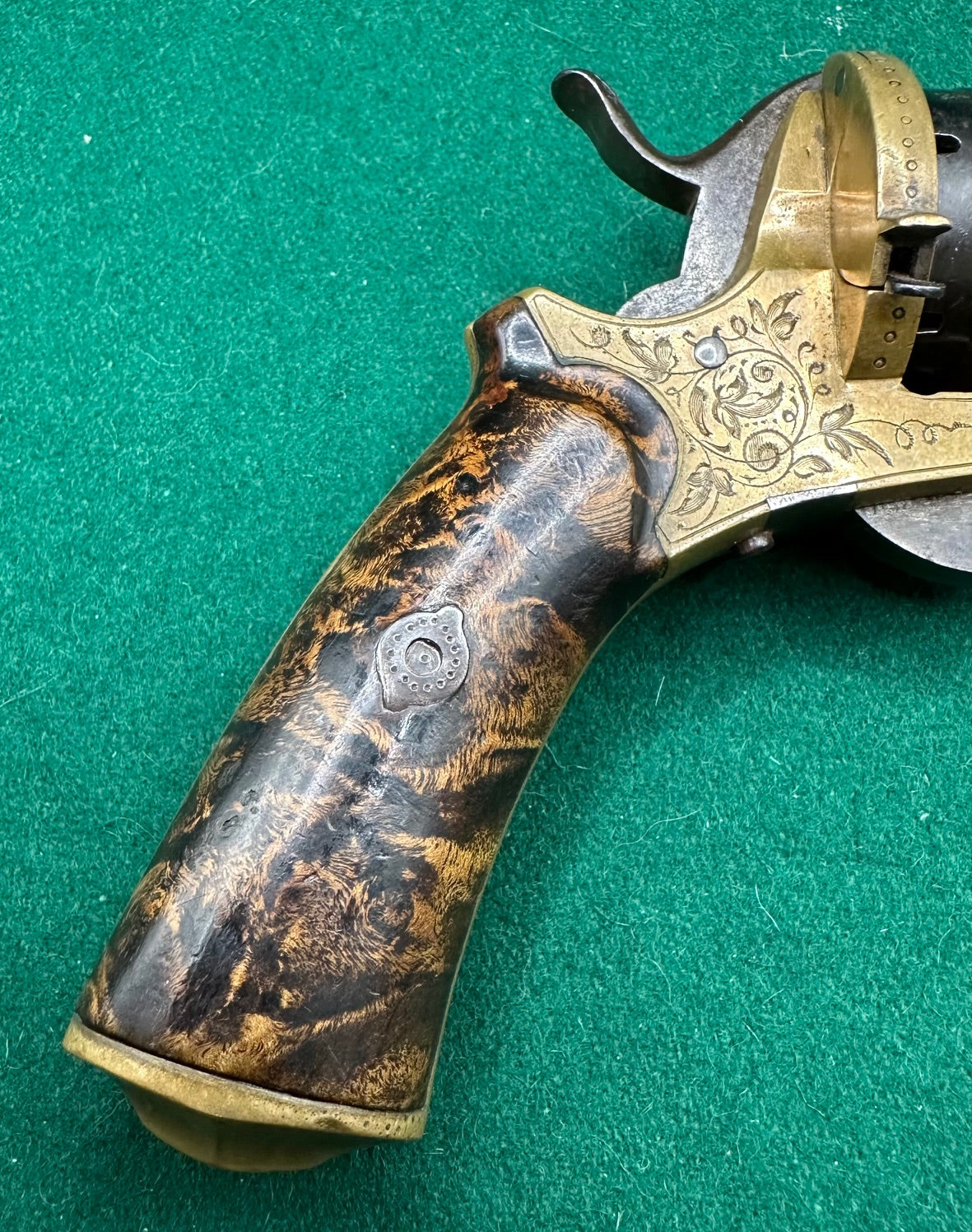 A Stunning Gilt Pinfire Pocket Revolver In Its Fitted Case