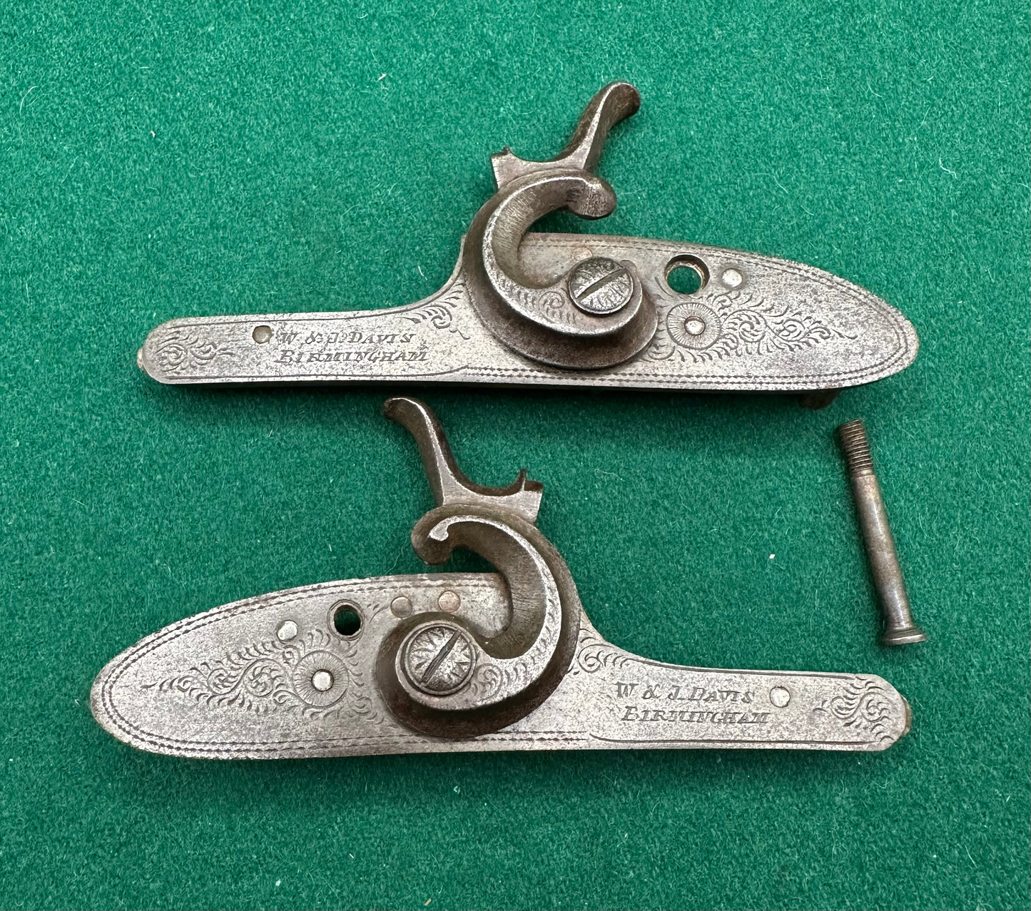 Pair Of Hammer/Pinfire Sporting Gun Locks By W & J Davis