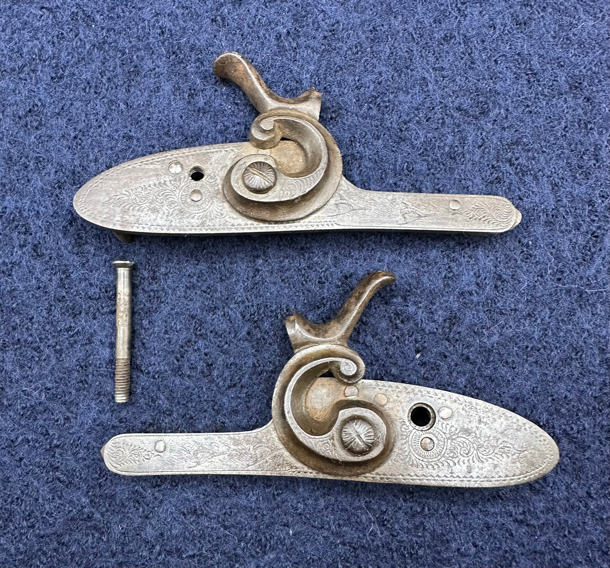 Pair Of Hammer Sporting Gun Locks With Wildlife Engraved Locks