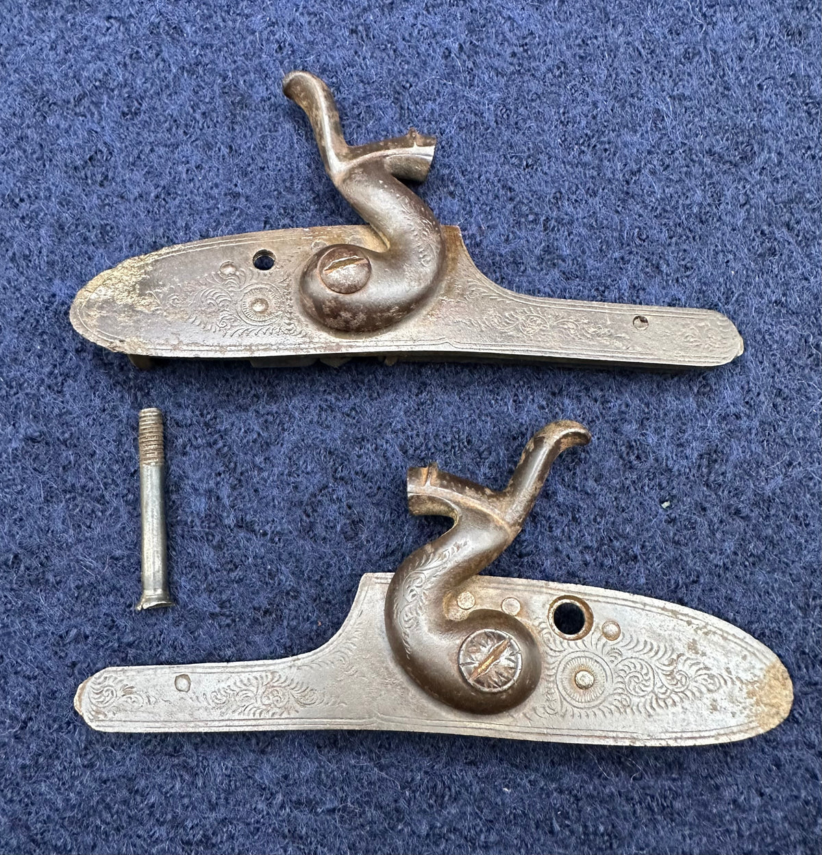 Pair Of Hammer Sporting Gun Locks With Foliate Engraving