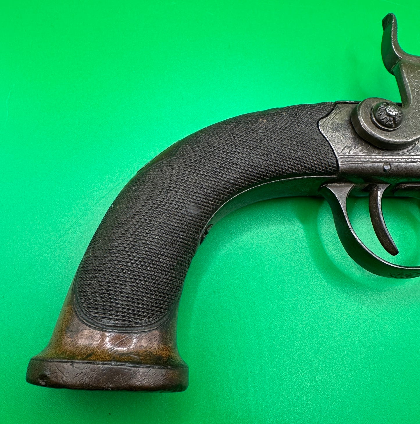 English Sidehammer Boxlock Percussion Cap Overcoat Pistol