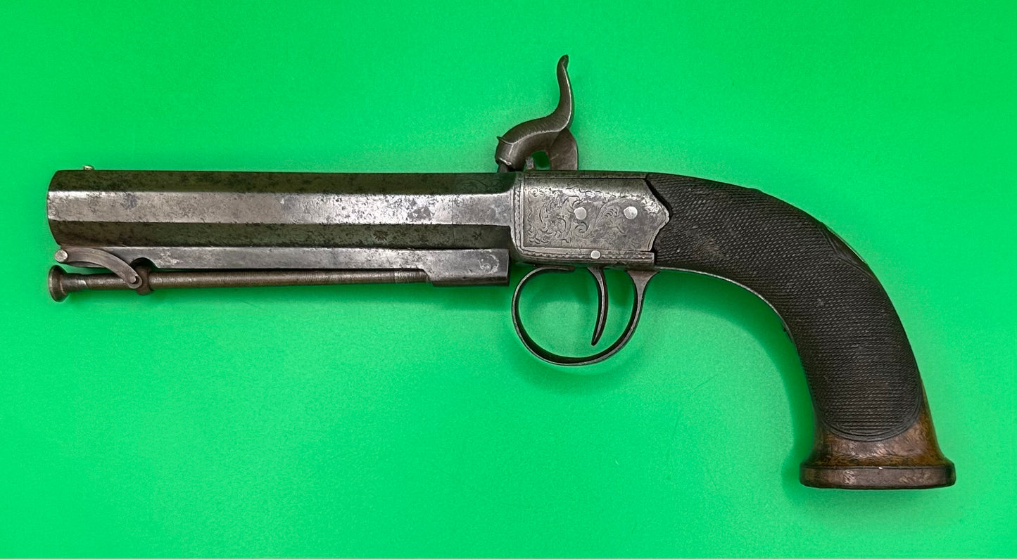 English Sidehammer Boxlock Percussion Cap Overcoat Pistol