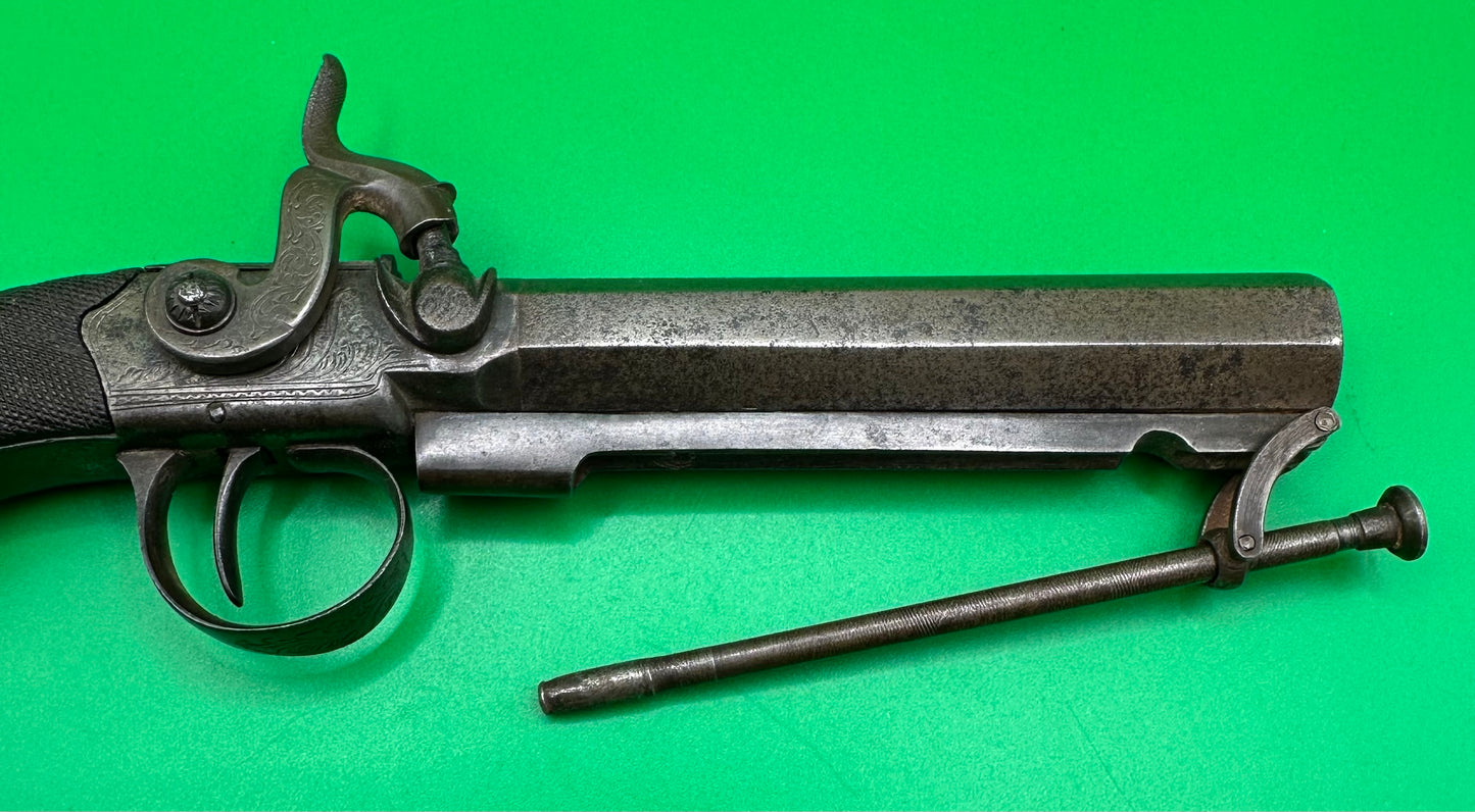 English Sidehammer Boxlock Percussion Cap Overcoat Pistol