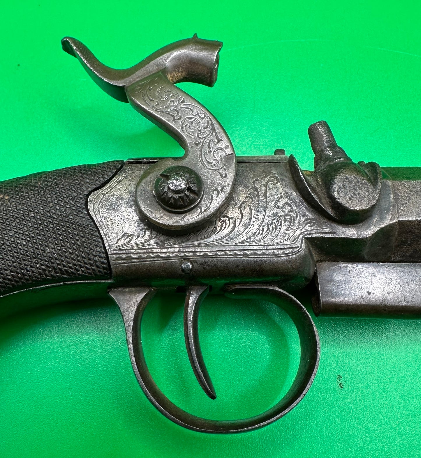 English Sidehammer Boxlock Percussion Cap Overcoat Pistol