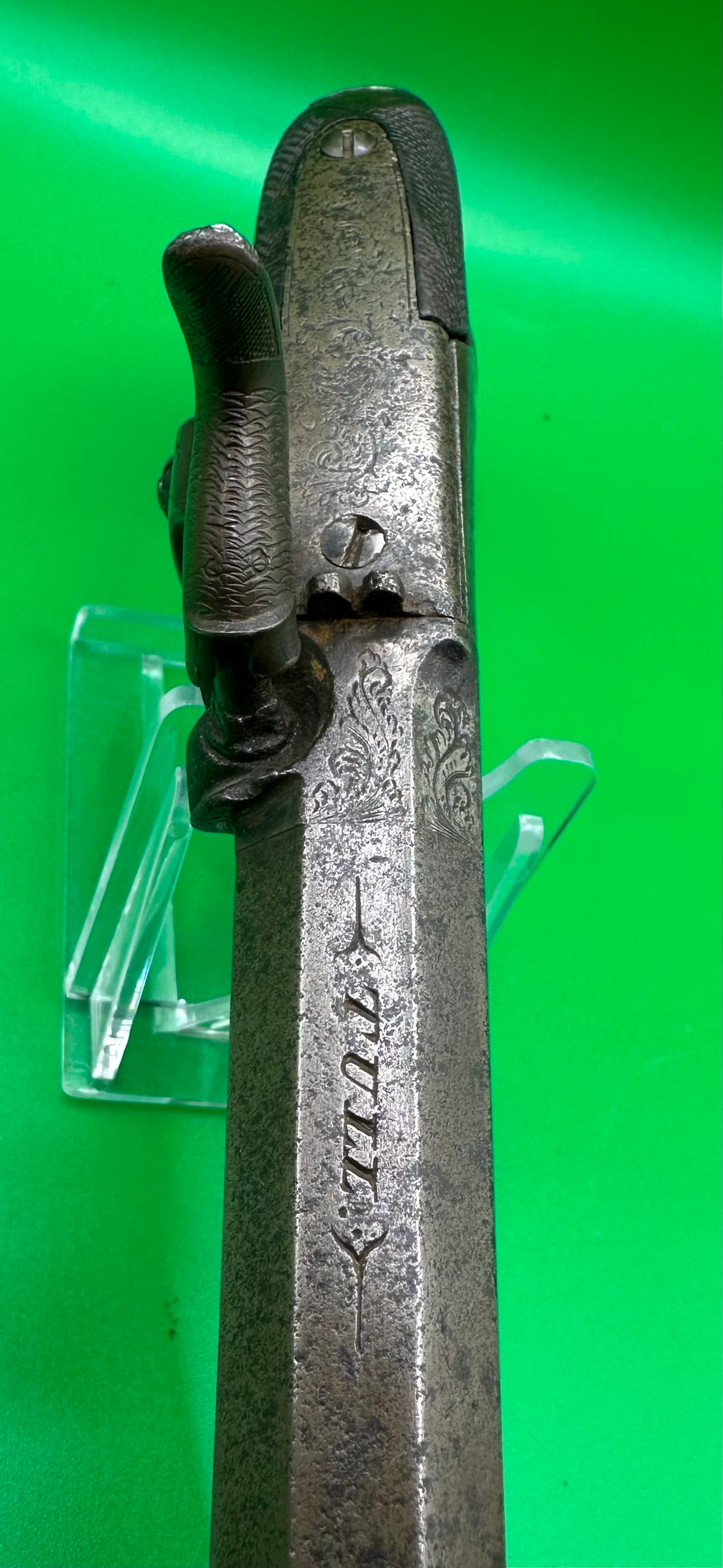 English Sidehammer Boxlock Percussion Cap Overcoat Pistol
