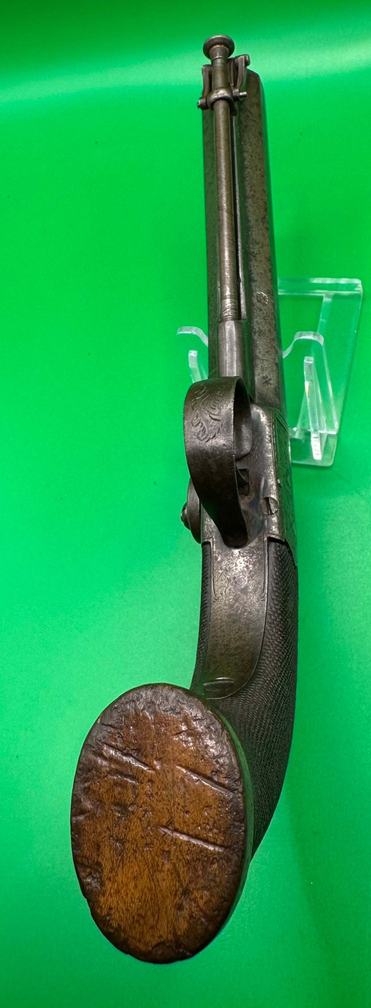 English Sidehammer Boxlock Percussion Cap Overcoat Pistol