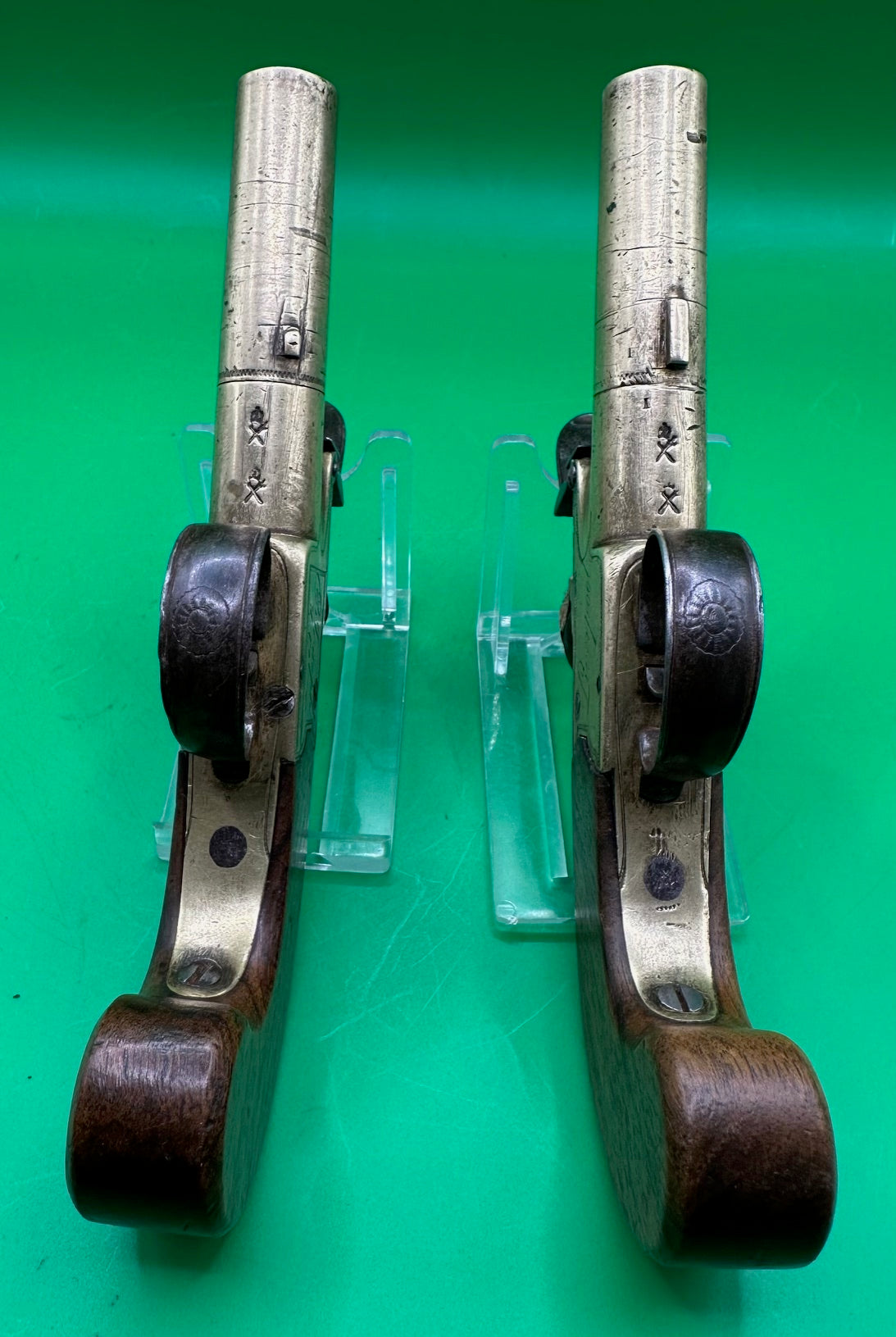 Pair Of All Brass Flintlock Pocket Pistols E Joseph, Liverpool