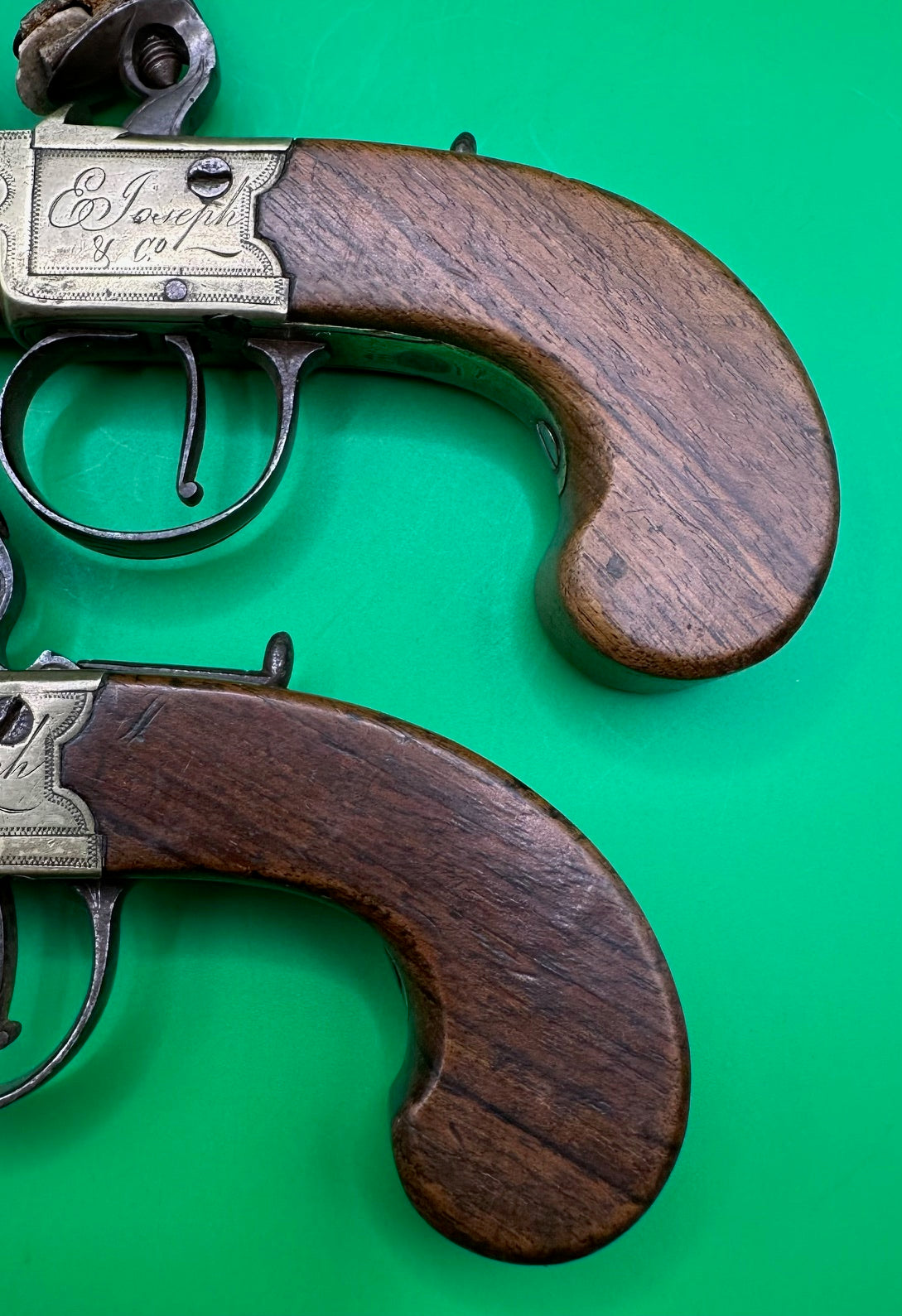 Pair Of All Brass Flintlock Pocket Pistols E Joseph, Liverpool