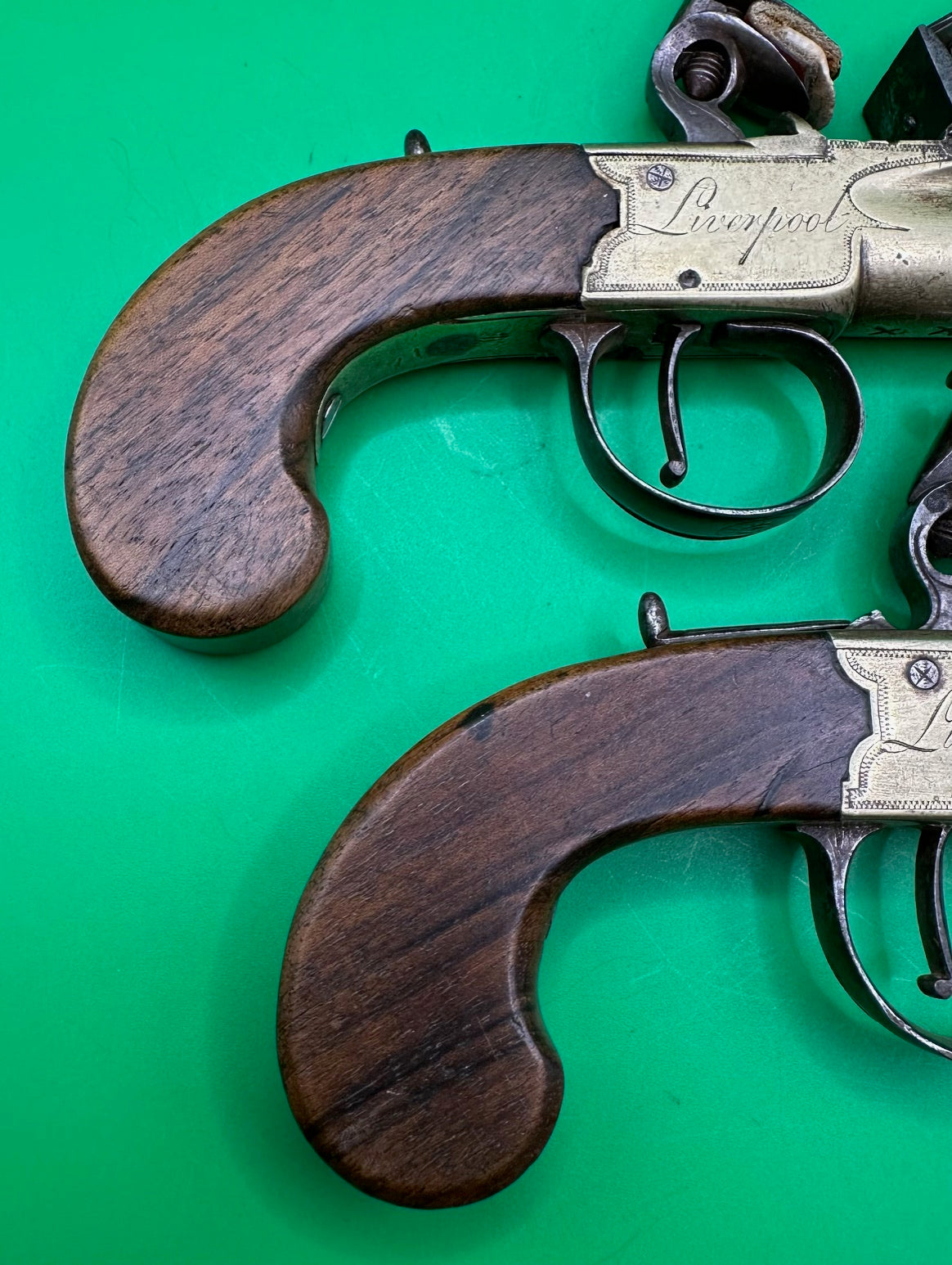 Pair Of All Brass Flintlock Pocket Pistols E Joseph, Liverpool