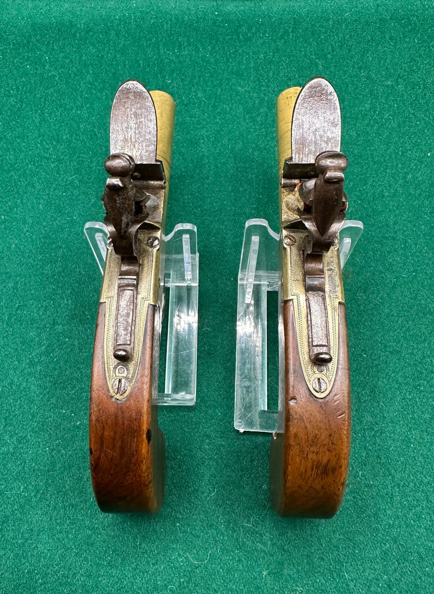 Pair Of All Brass Flintlock Pocket Pistols E Joseph, Liverpool
