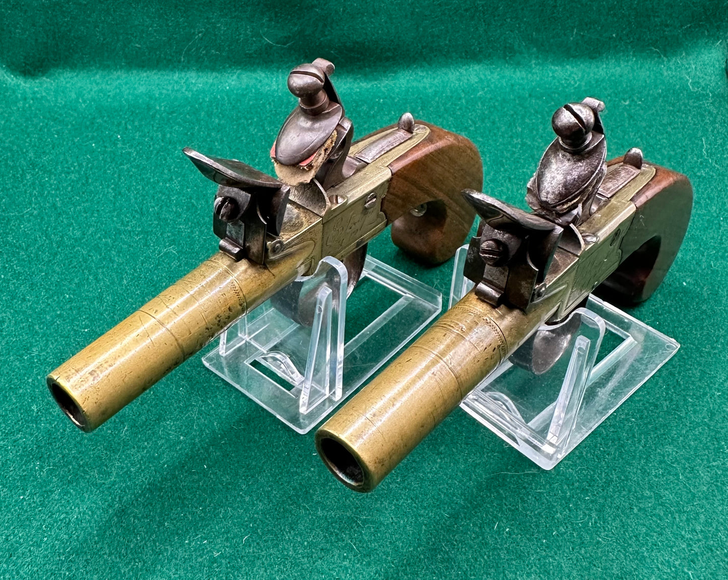 Pair Of All Brass Flintlock Pocket Pistols E Joseph, Liverpool