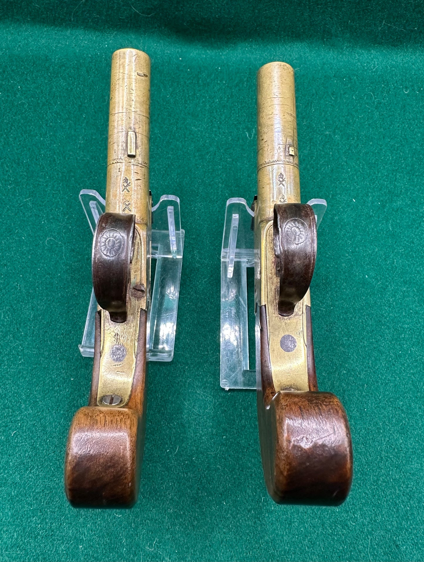 Pair Of All Brass Flintlock Pocket Pistols E Joseph, Liverpool