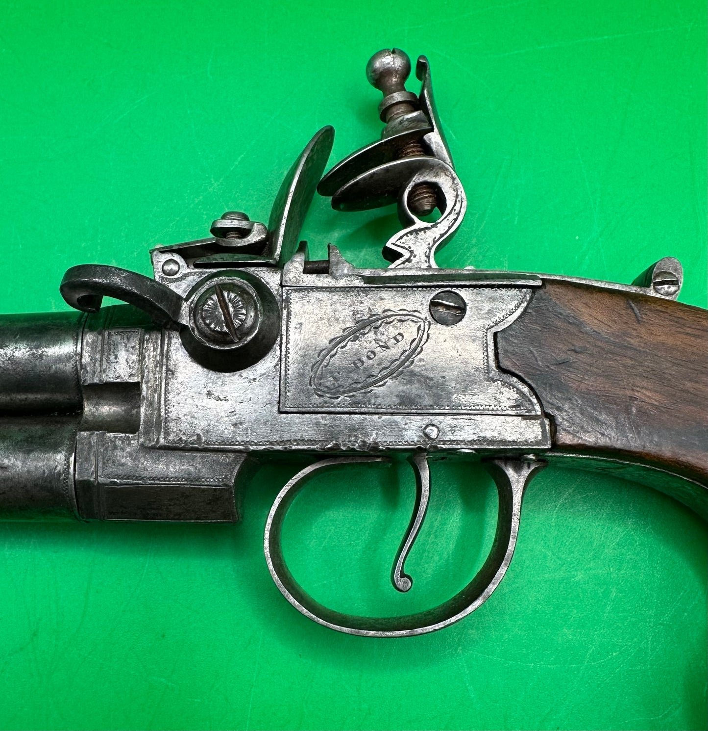 Tap Action Double Barreled Flintlock Pistol By P. Bond