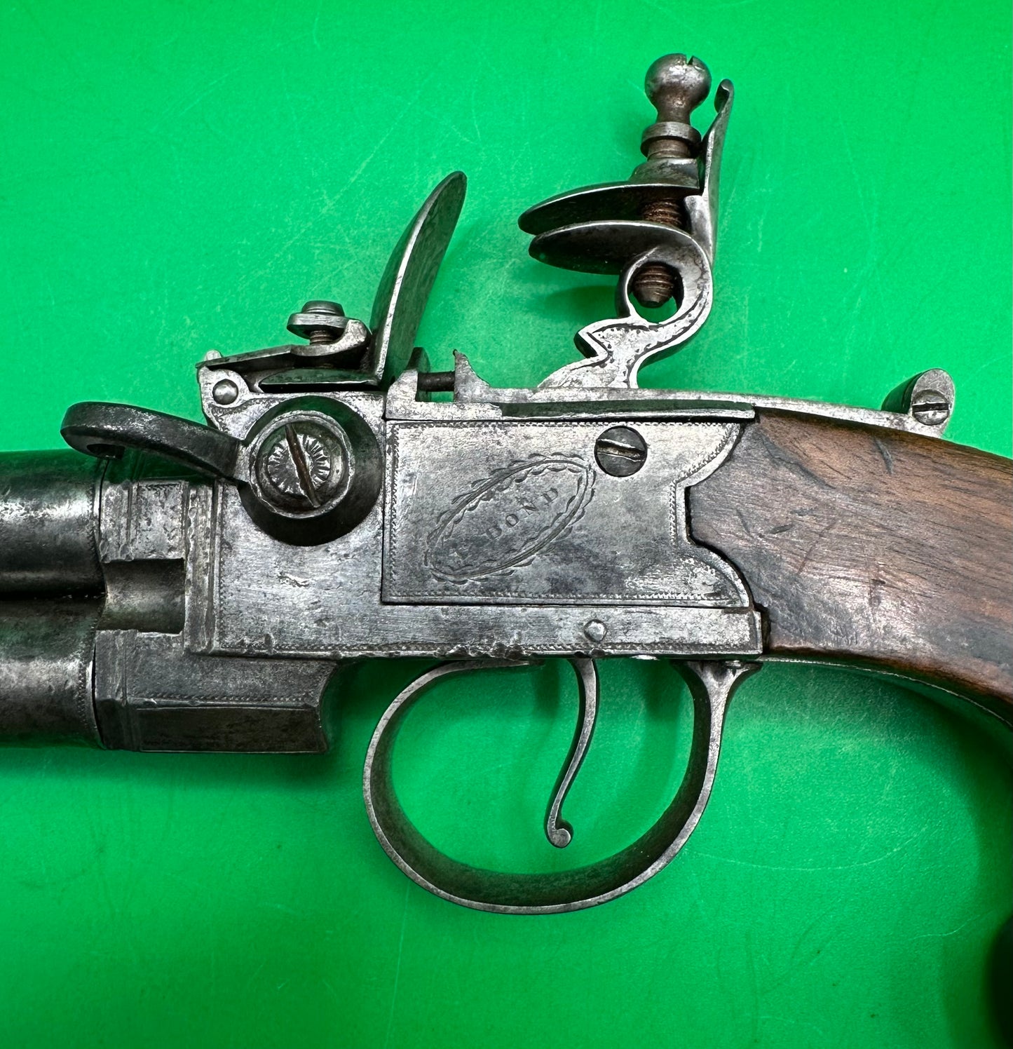 Tap Action Double Barreled Flintlock Pistol By P. Bond