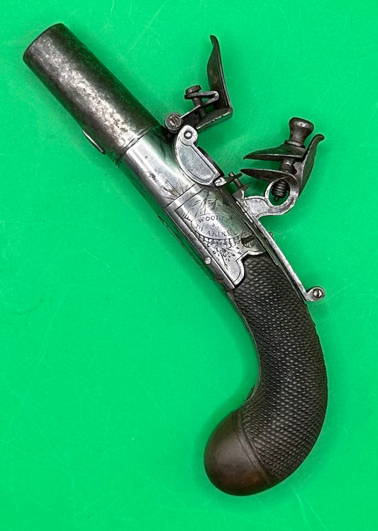 English Round Framed Flintlock Pocket Pistol