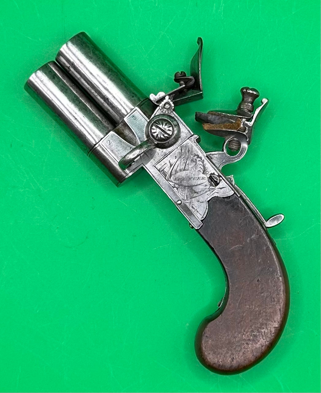 Double Barrelled Tap Action Flintlock Pistol By Spencer, London