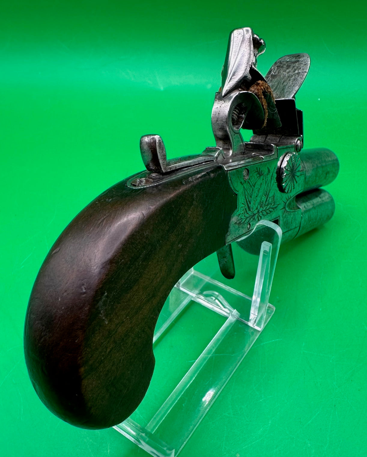 Double Barrelled Tap Action Flintlock Pistol By Spencer, London