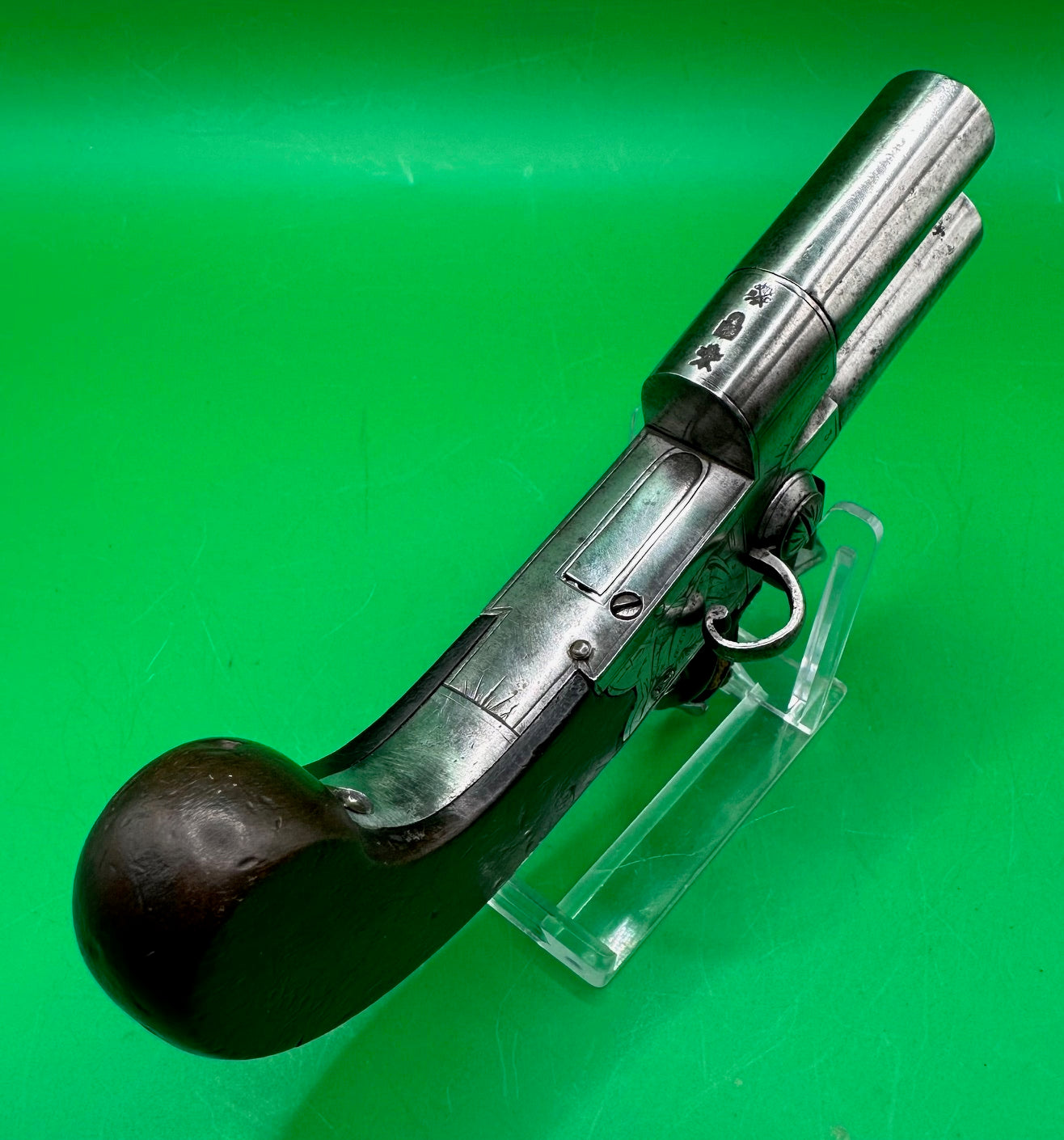 Double Barrelled Tap Action Flintlock Pistol By Spencer, London