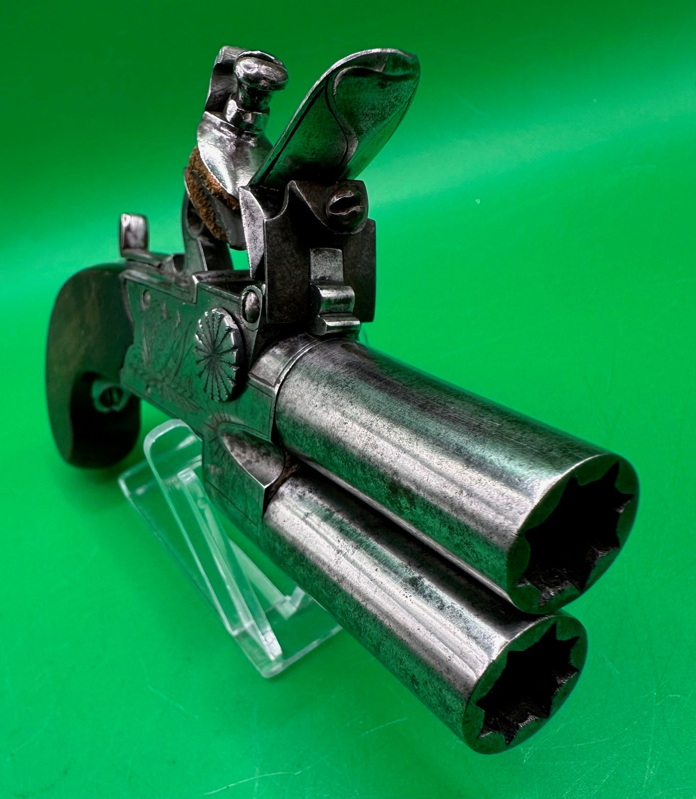 Double Barrelled Tap Action Flintlock Pistol By Spencer, London