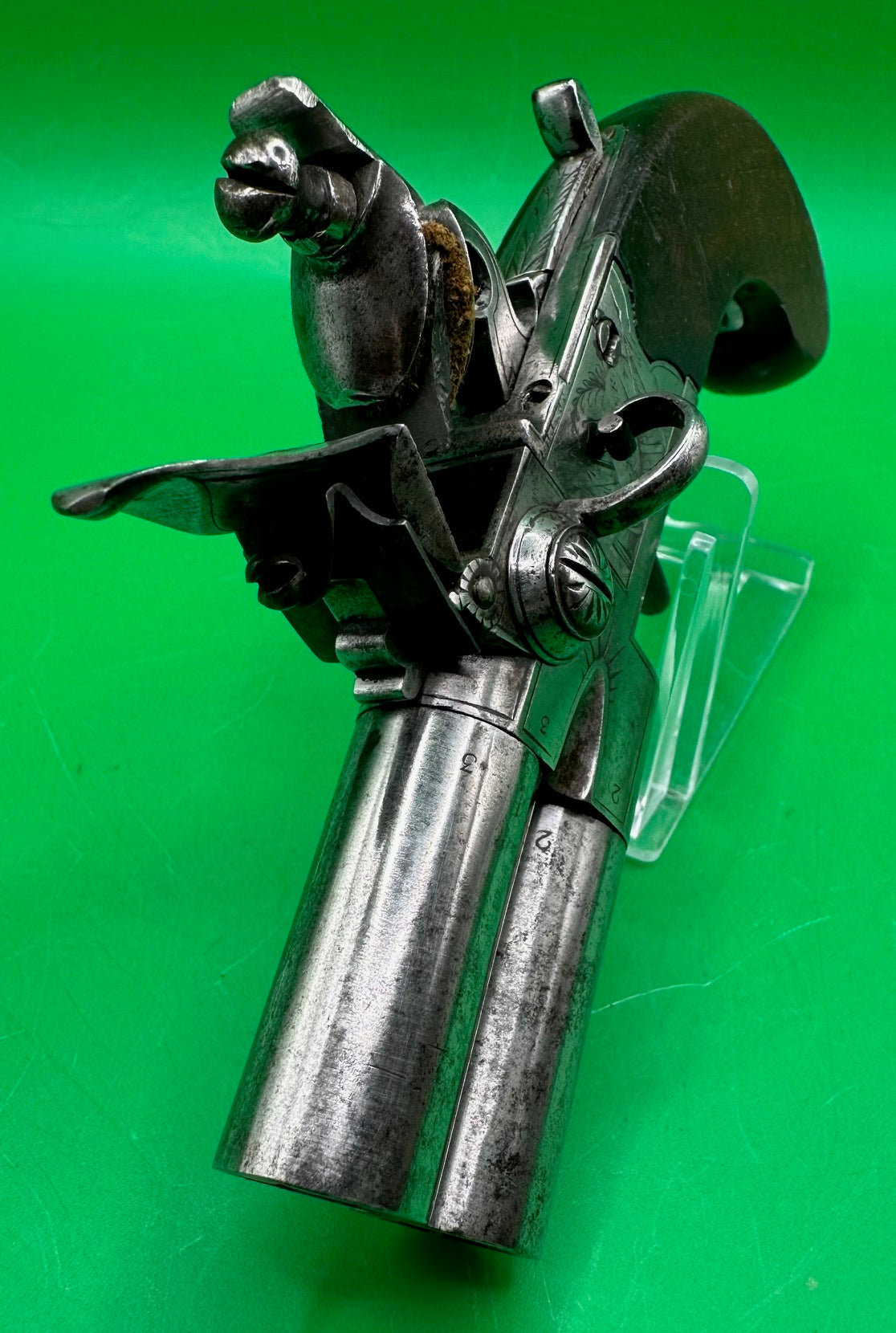 Double Barrelled Tap Action Flintlock Pistol By Spencer, London