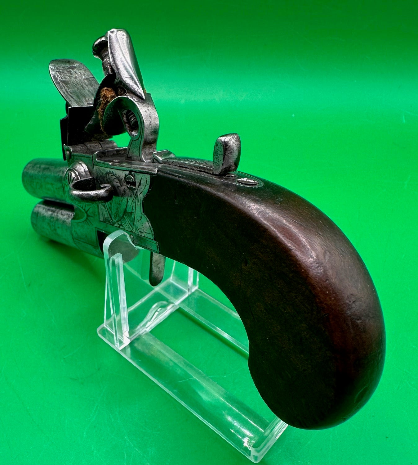 Double Barrelled Tap Action Flintlock Pistol By Spencer, London