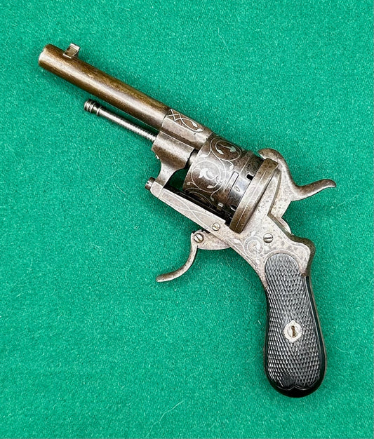 A Belgian 7mm Pinfire Pocket Pistol Inlaid With Silver