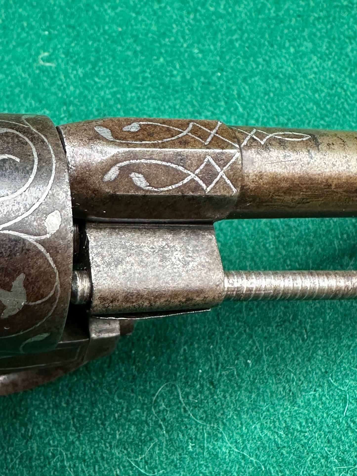 A Belgian 7mm Pinfire Pocket Pistol Inlaid With Silver