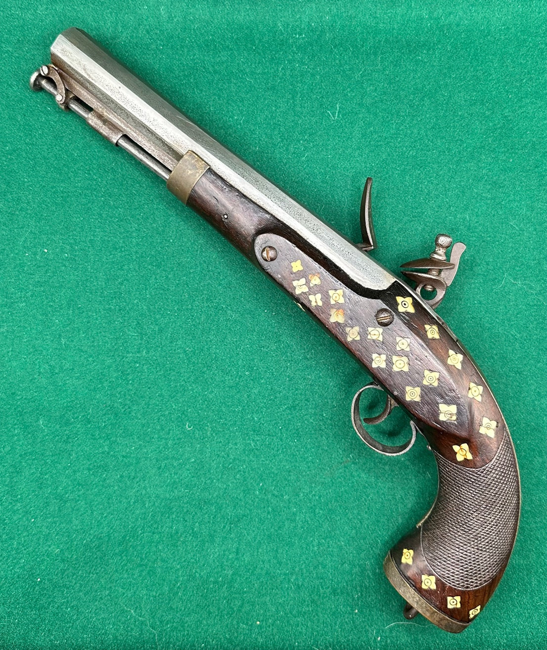 Indian Military Half Stocked Flintlock Pistol