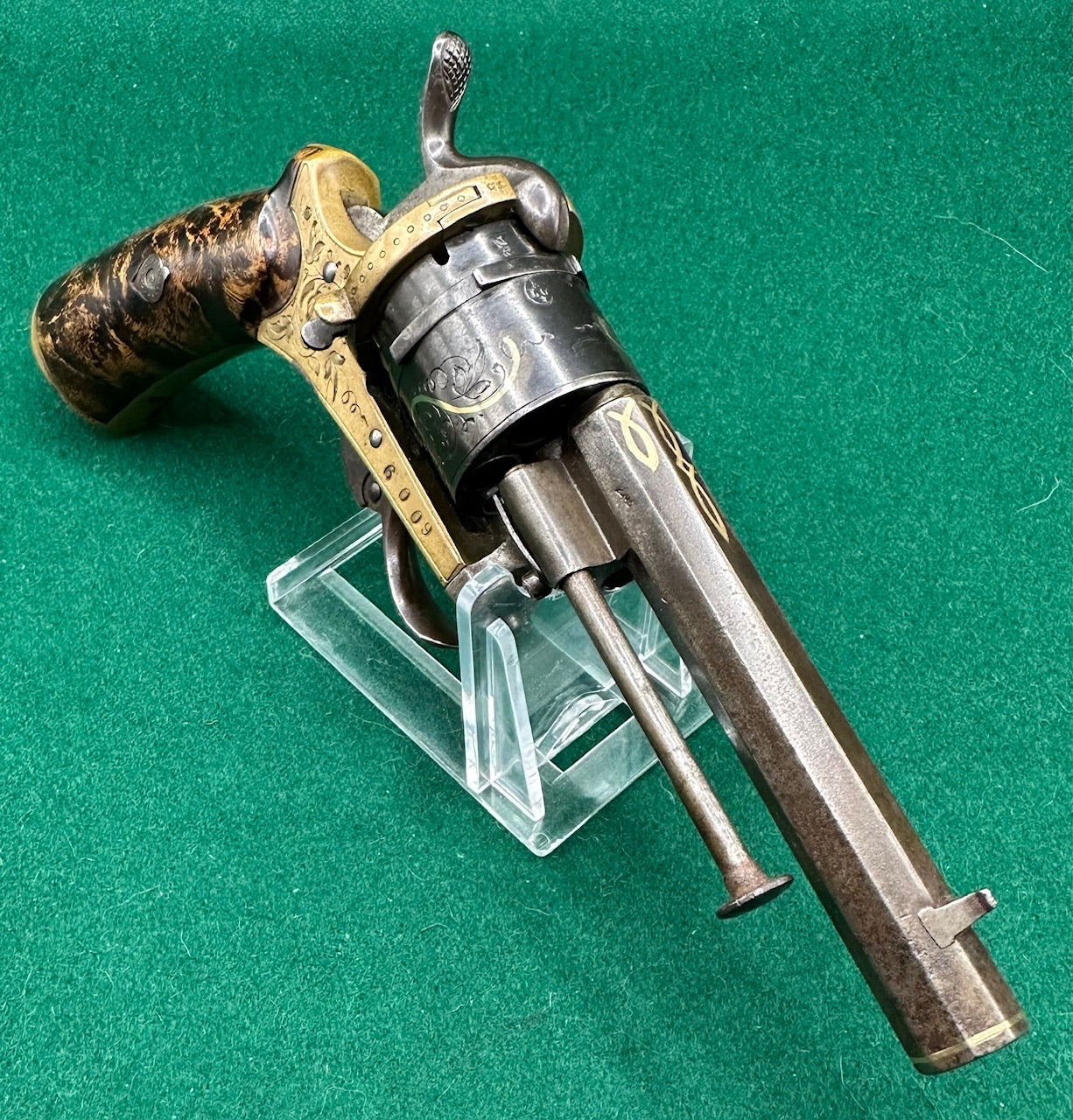 A Stunning Gilt Pinfire Pocket Revolver In Its Fitted Case