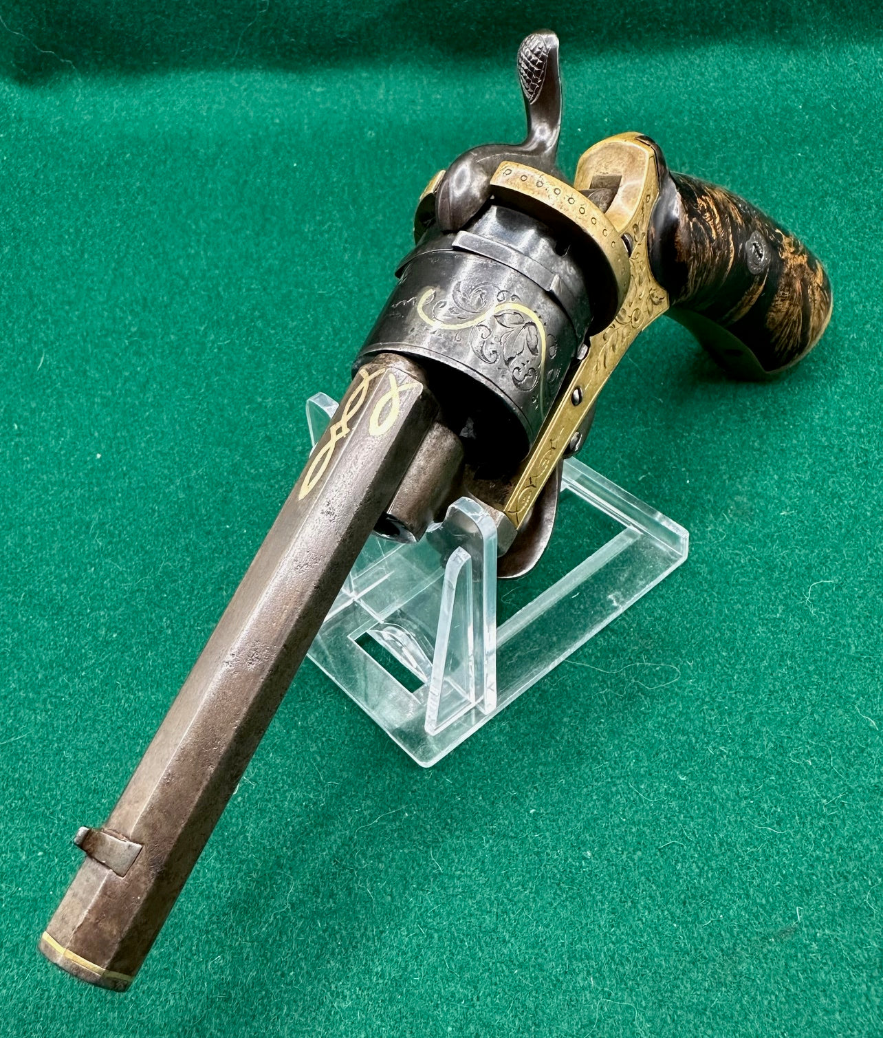 A Stunning Gilt Pinfire Pocket Revolver In Its Fitted Case