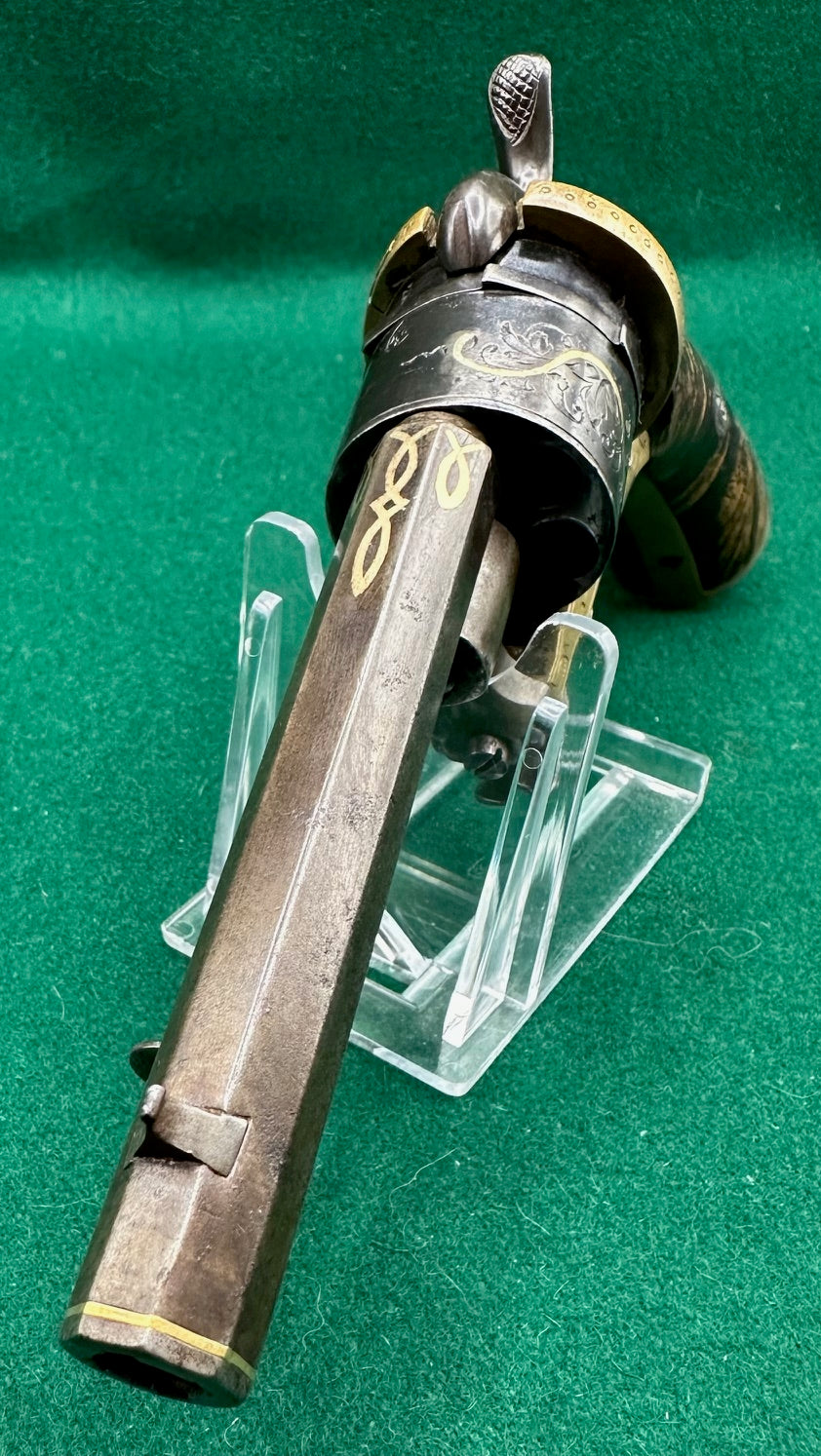 A Stunning Gilt Pinfire Pocket Revolver In Its Fitted Case