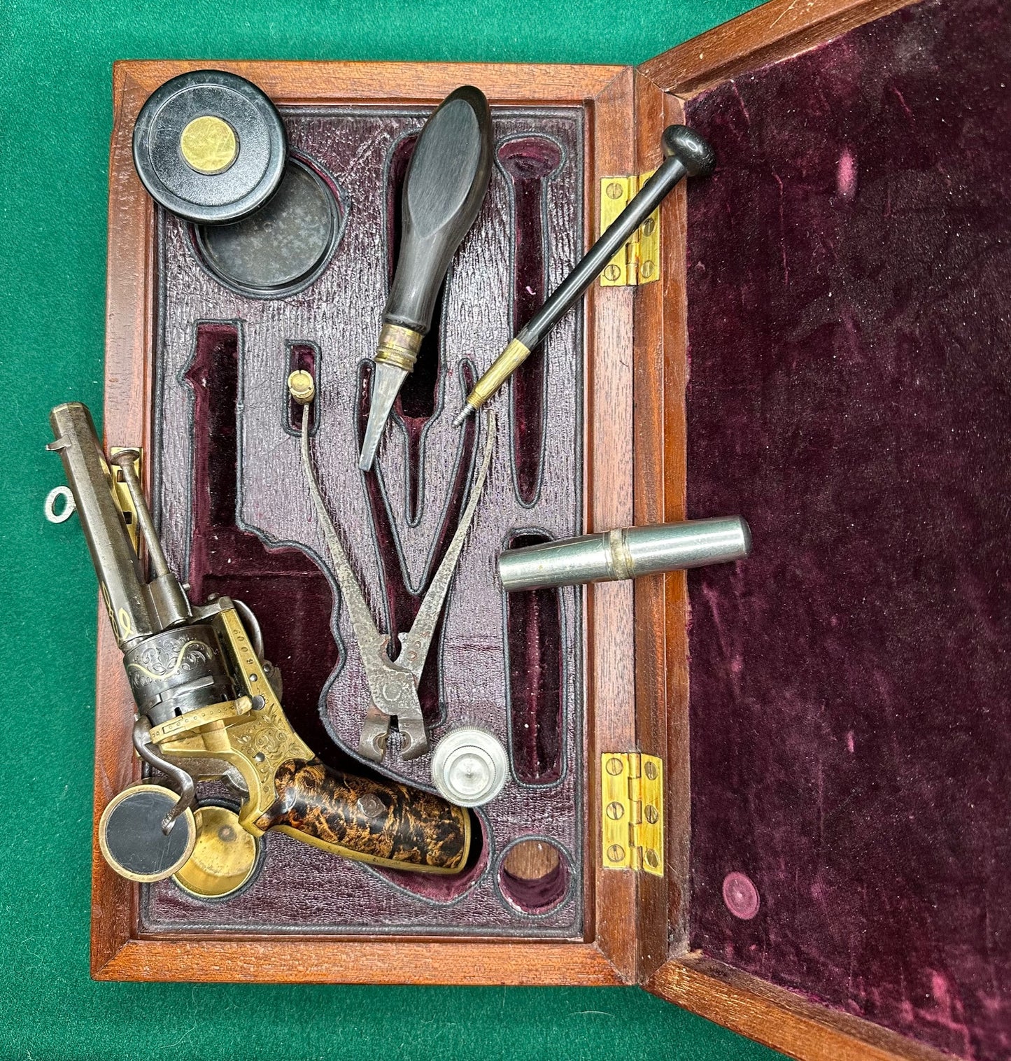 A Stunning Gilt Pinfire Pocket Revolver In Its Fitted Case