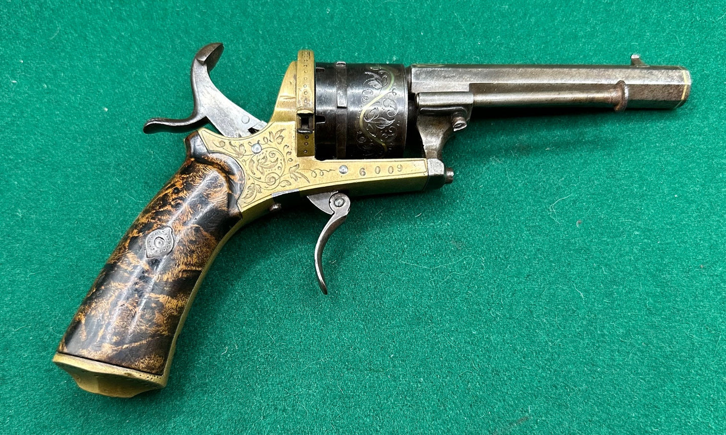 A Stunning Gilt Pinfire Pocket Revolver In Its Fitted Case